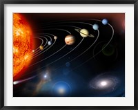 Digitally Generated Image of our Solar System and Points Beyond Framed Print