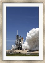 An Exhaust Plume Forms around the Base of Launch Pad 39A as Space Shuttle Atlantis Lifts off on the STS-132 Mission Fine Art Print