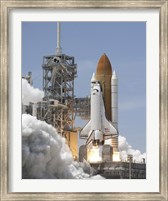 Atlantis' Twin Solid Rocket Boosters Ignite to Propel the Spacecraft into Orbit at Kennedy's Space Center Fine Art Print