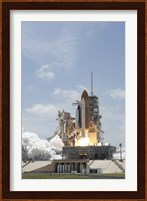 Space shuttle Atlantis lifts off Fine Art Print
