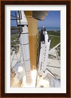 Space shuttle Atlantis lifts off from Kennedy Space Center's Launch Pad Fine Art Print