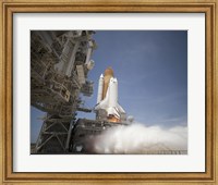 An Exhaust Plume forms under the Mobile Launcher Platform on Launch Pad 39A Fine Art Print