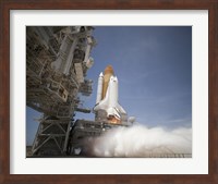 An Exhaust Plume forms under the Mobile Launcher Platform on Launch Pad 39A Fine Art Print