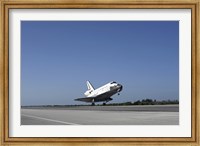 Space shuttle Atlantis approaching Runway 33 at the Kennedy Space Center in Florida Fine Art Print