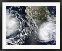 Tropical Storms Blas and Celia Circulate in Close Proximity to Each other in this Satellite view Fine Art Print