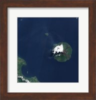 Papua New Guinea's Manam Volcano releases a thin, Faint Plume over the Bismarch Sea Fine Art Print