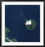 Papua New Guinea's Manam Volcano releases a thin, Faint Plume over the Bismarch Sea Fine Art Print