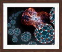 Artist's Concept Showing Carbon Balls Ejecting out from a Dying White Star in a Planetary Nebula Fine Art Print