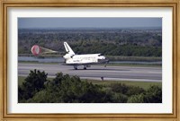 With Drag Chute Unfurled, Space Shuttle Discovery Lands on Runway 33 at Kennedy Space Center in Florida Fine Art Print