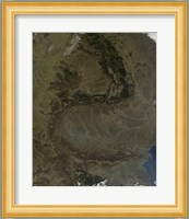 Satellite view of the Carpathian Mountains in Romania Fine Art Print