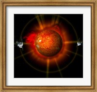 An artist's Concept of the STEREO spacecraft Surrounding the Sun Fine Art Print