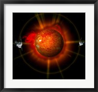 An artist's Concept of the STEREO spacecraft Surrounding the Sun Fine Art Print