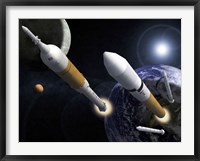 The Ares I Crew Launch Vehicle and the Ares V Cargo Launch Vehicle Fine Art Print