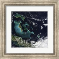 Satellite view of the Bahama Islands in the Atlantic Ocean Fine Art Print