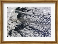 Satellite view of an Ash Plume Rising from Russia's Shiveluch volcano Fine Art Print