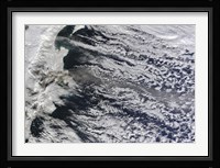 Satellite view of an Ash Plume Rising from Russia's Shiveluch volcano Fine Art Print