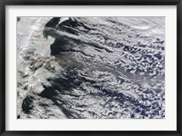 Satellite view of an Ash Plume Rising from Russia's Shiveluch volcano Fine Art Print