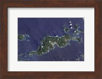 True-color Image of Tortola and its Smaller Neighbors, Guana Island, Grand Camanoe, and Beef Island Fine Art Print
