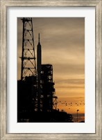 The Ares I-X rocket is seen on the Launch Pad Fine Art Print