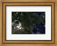 Satellite view of Mayon Volcano Emitting a Thin Volcanic Plume Fine Art Print
