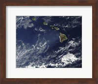 Satellite View of Volcanic Fog from Kilauea Volcano Swirling around the Hawaiian Islands Fine Art Print