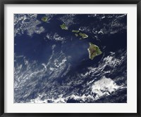 Satellite View of Volcanic Fog from Kilauea Volcano Swirling around the Hawaiian Islands Fine Art Print