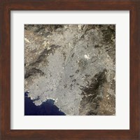 True-Color Satellite View of Central Athens, Greece Fine Art Print
