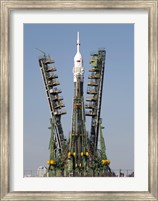 Launch Scaffolding is Raised into place around the Soyuz Rocket Fine Art Print