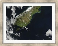 Satellite view of Most of the South Island of New Zealand Fine Art Print