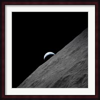 The crescent Earth Rises above the Lunar Horizon Fine Art Print