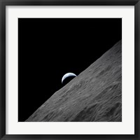 The crescent Earth Rises above the Lunar Horizon Fine Art Print