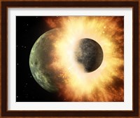 Artist's Concept of a Celestial Body Colliding into a Planet Sized Body Fine Art Print