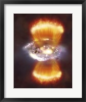 Artist Concept of a Galaxy inside of a Glowing Hydrogen Blob Fine Art Print