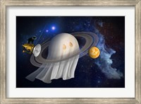 An Artist's Halloween Illustration of Cassini and Saturn Fine Art Print