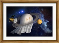 An Artist's Halloween Illustration of Cassini and Saturn Fine Art Print