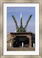 The Soyuz TMA-13 spacecraft Arrives at the Launch Pad at the Baikonur Cosmodrome in Kazakhstan Fine Art Print