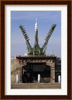 The Soyuz TMA-13 spacecraft Arrives at the Launch Pad at the Baikonur Cosmodrome in Kazakhstan Fine Art Print