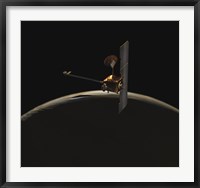 Mars Odyssey Spacecraft Over Martian Sunrise Fine Art Print