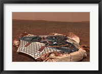 The Rover's Landing Site, the Columbia Memorial Station, at Gusev Crater, Mars Fine Art Print