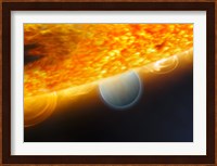 An Artist's Impression of a Jupiter-Size Extrasolar Planet Being Eclipsed by its Parent Star Fine Art Print