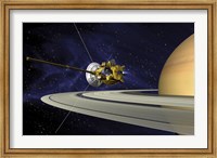 Artists Concept of Cassini during the Saturn Orbit Insertion Maneuver Fine Art Print