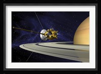 Artists Concept of Cassini during the Saturn Orbit Insertion Maneuver Fine Art Print