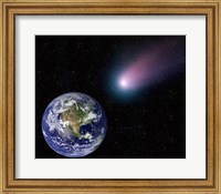 Digital Composite of a Comet Heading Towards Earth Fine Art Print