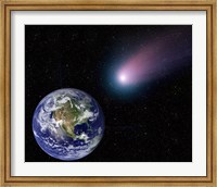 Digital Composite of a Comet Heading Towards Earth Fine Art Print