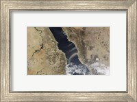 Dust plumes blow off the coast of Saudi Arabia and over the Red Sea Fine Art Print