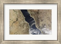 Dust plumes blow off the coast of Saudi Arabia and over the Red Sea Fine Art Print