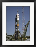 The Soyuz Rocket is Erected into Position at the Launch Pad at the Baikonur Cosmodrome in Kazakhstan Fine Art Print