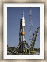 The Soyuz Rocket is Erected into Position at the Launch Pad at the Baikonur Cosmodrome in Kazakhstan Fine Art Print