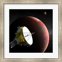 Artist's Concept of the New Horizons Spacecraft as it Approaches Pluto and its Largest Moon, Charon Fine Art Print