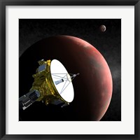 Artist's Concept of the New Horizons Spacecraft as it Approaches Pluto and its Largest Moon, Charon Fine Art Print